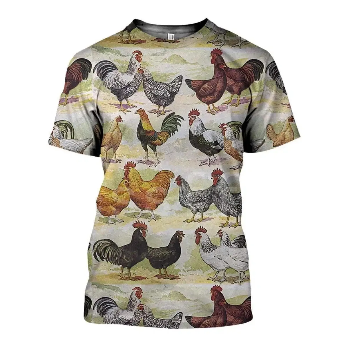 

Tessffel Drop Shipping Animal Cartoon Symbol Chicken Rooster Funny NewFashion Casual 3DPrint Summer Short Sleeves T-Shirts A-1