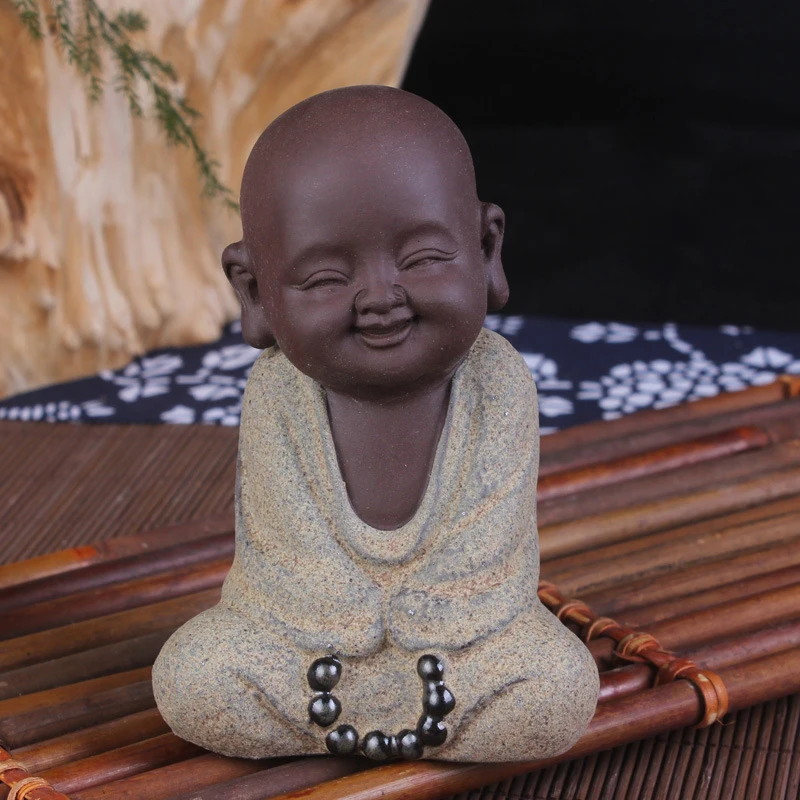 [MGT] Ceramic little monk Buddha Statues tea pet creative home furnishing articles small adornment home decor ornament landscape
