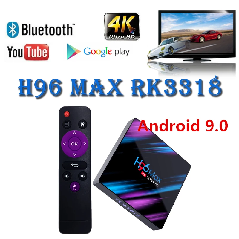 

H96 MAX RK3318 Smart tv box android 9.0 4GB 32GB 64GB media player 4k 2.4/5.0G WiFi Bluetooth 4.0 android boxes