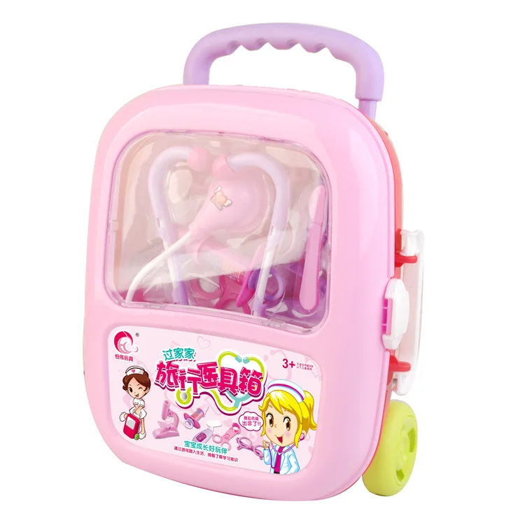Fashion Children Play House Portable Bar Model Medicine Box Set Model Echometer Luggage Suitcase