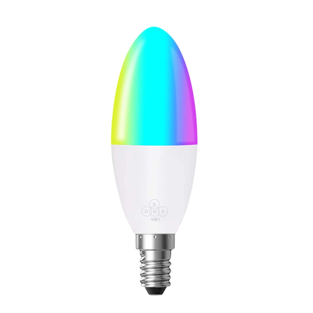Умный светодиодный светильник, wifi, светодиодный светильник, 6 Вт, с регулируемой яркостью, для телефона, E27/E14, с пультом дистанционного управления, совместим с Alexa Google Home, лампа голосового управления - Испускаемый цвет: E14