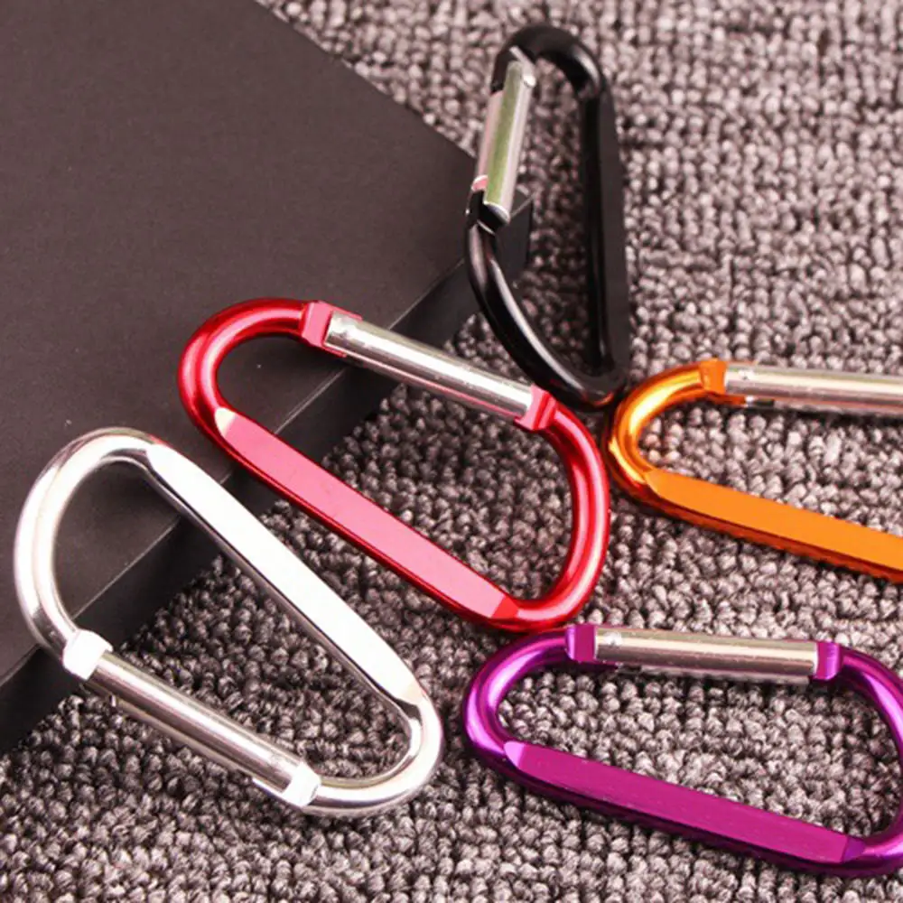 10pcs Aluminum Carabiner Key Chain Clip Water Bottle Buckle Camping Keyring Snap Hook Travel Kit Climbing Accessories