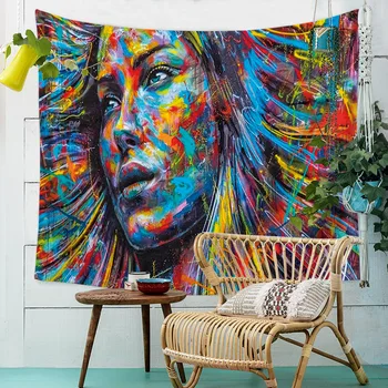

Home decor modern style Geometric abstraction tapestry new printed background cloth wall blanket beach tapestry farmhouse decor