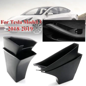

For 18-19 Tesla Model 3 Handle Pocket Door Side Pallets Armrest Container Storage Box Organizer Interior Accessories