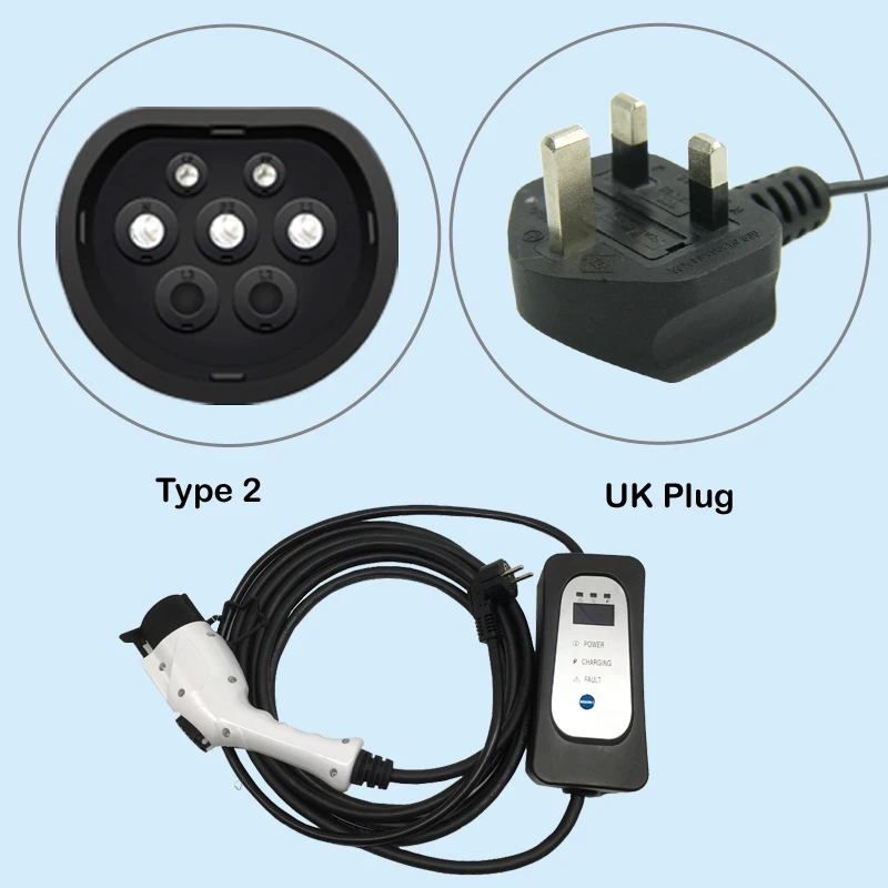 зарядная станция для электромобиля Кабель EV type 2 evse kit level UK plug 5 Meter зарядное