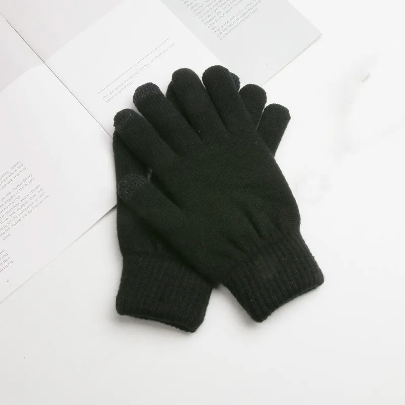 Модные зимние акриловые утолщенные бархатные вязаные теплые велосипедные перчатки для сенсорного экрана телефона мужские спортивные перчатки для вождения