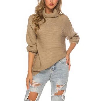 

Fadzeco Women Knitted Sweater Oversize Casual Warm Large Size Long Sleeve Turtleneck Baggy Knitwear Winter Autumn Pullover Tops