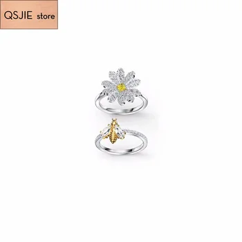 

QSJIE High quality SWA new style. Beautiful flower and bee double layer lady ring