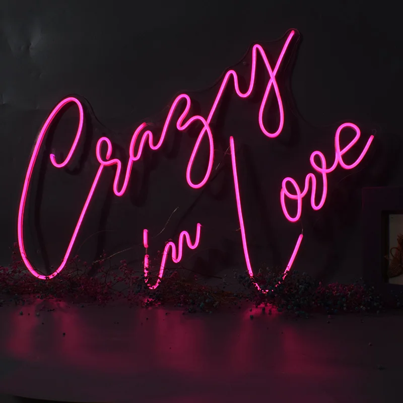 Наружная прозрачная акриловая неоновая светодиодная вывессветильник Crazy in love Flex
