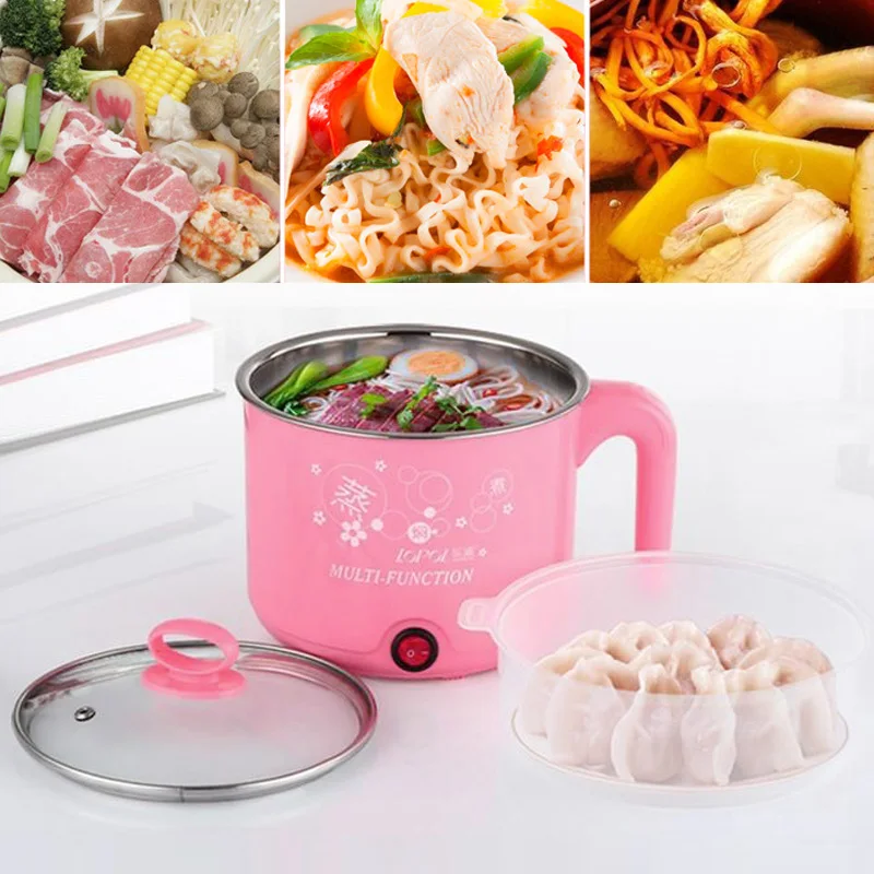 

Electric NonStick Pan Electric Cooker Steamer Electric Cooker Practical Portable 1.8L 2 Layers Heating Pot Cooking Equipment