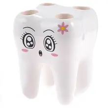 New Cute Cartoon 4 Hole Toothbrush Holder Fashion Tooth Style Bracket Container for Bathroom Bathroom Decoration