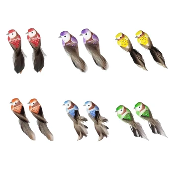 

2pcs Artificial Feather Foam Birds Figurines Home Garden Tree Decoration
