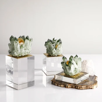 

Creative Natural Green Fluorite Stone Ornament Modern Home Living Room Bedroom Office Hotel New House Crystal Art Decorative