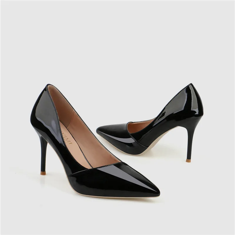 

9CM PUMPS solid color patent leather pointed shallow mouth stiletto single shoes ladies OL high heel women's shoes