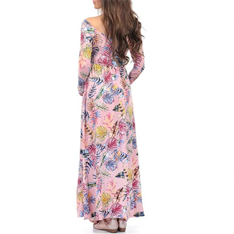 Fashion Maternity Shoot Dress Floral Print Maternity Gown Photo Prop Long Pregnancy Dress Photography Clothes For Pregnant Women (22)
