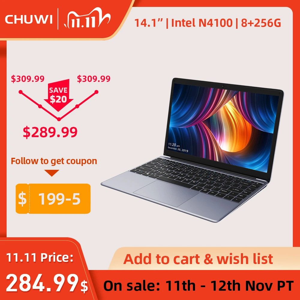 2020 NEW ARRIVAL CHUWI HeroBook Pro 14.1 inch 1920*1080 IPS Screen Intel N4000 Processor DDR4 8GB 256GB SSD Windows 10 Laptop|Laptops| - AliExpress