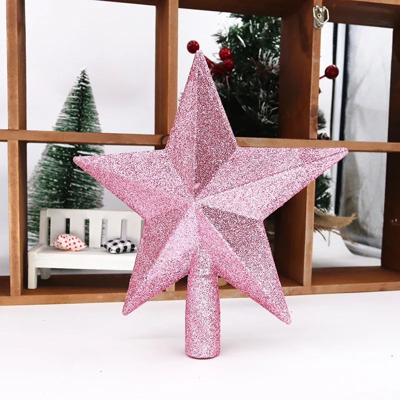 Christmas Tree Top Star Decorations Shiny Gold Powder Five-Pointed Star New Year's Ornament Merry Christmas Decorations