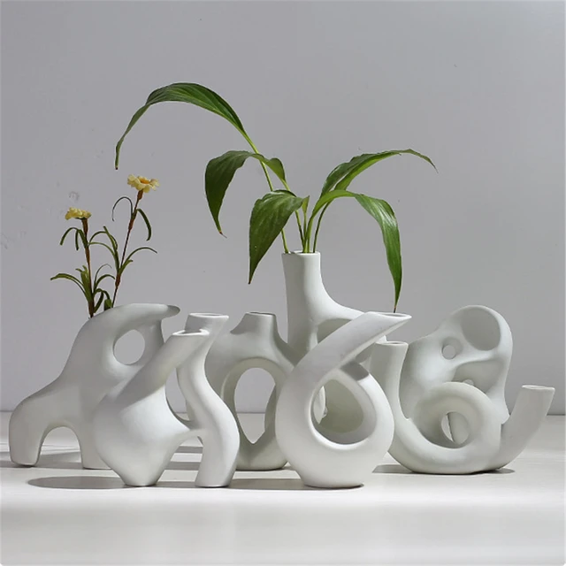 Vaso in ceramica in stile nordico bianco centrotavola moderno minimalista  centrotavola vasi per arredamento camino soggiorno decorazione della casa -  AliExpress