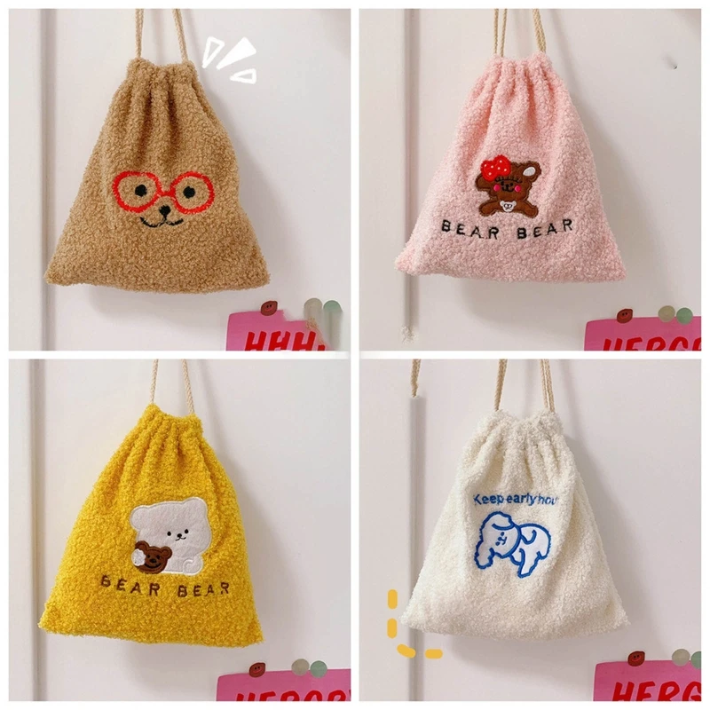 Storage-Bag Cosmetic-Pouch Cookies Drawstring Plush-Bear Cute Toiletry-Case Travel-Wash-Holder
