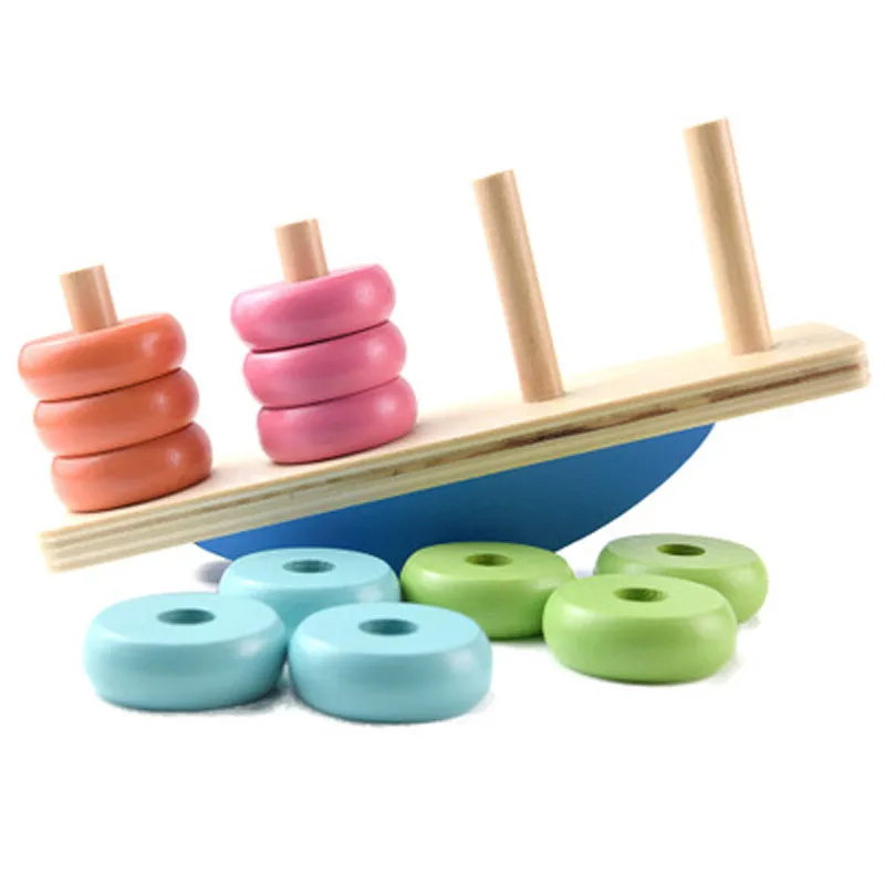awesome Rainbow balance tower Montessori Educational toy Wooden 3D bounce Wooden Sensory Jigsaw Brain Train