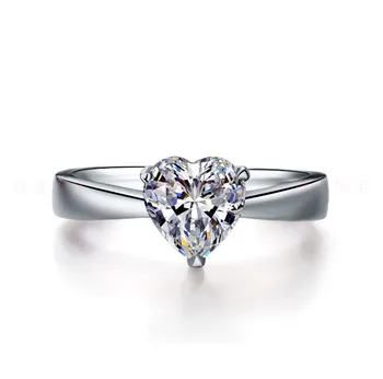 

Romance Test Positive 1CT Heart Shape D-E Lab-Grown Moissanite Diamond Ring 925 Sterling Silver Engagement Ring