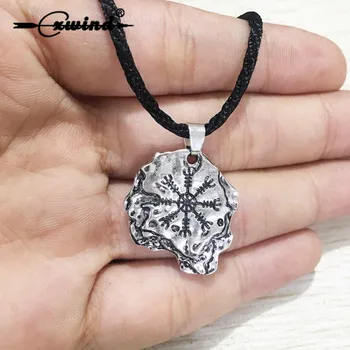 

Cxwind Viking Helm of Awe Slavic Amulet Protection Rune Compass Pendant Necklace Women Pagan Magic Odin Norse Charm Jewelry Gift