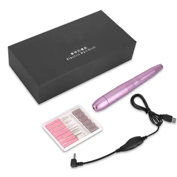 

Portable Electric Nail Drill Machine Nail Machine USB Speed Adjustable Manicure Electric Drill Beauty Tool With 6 Grinding Heads