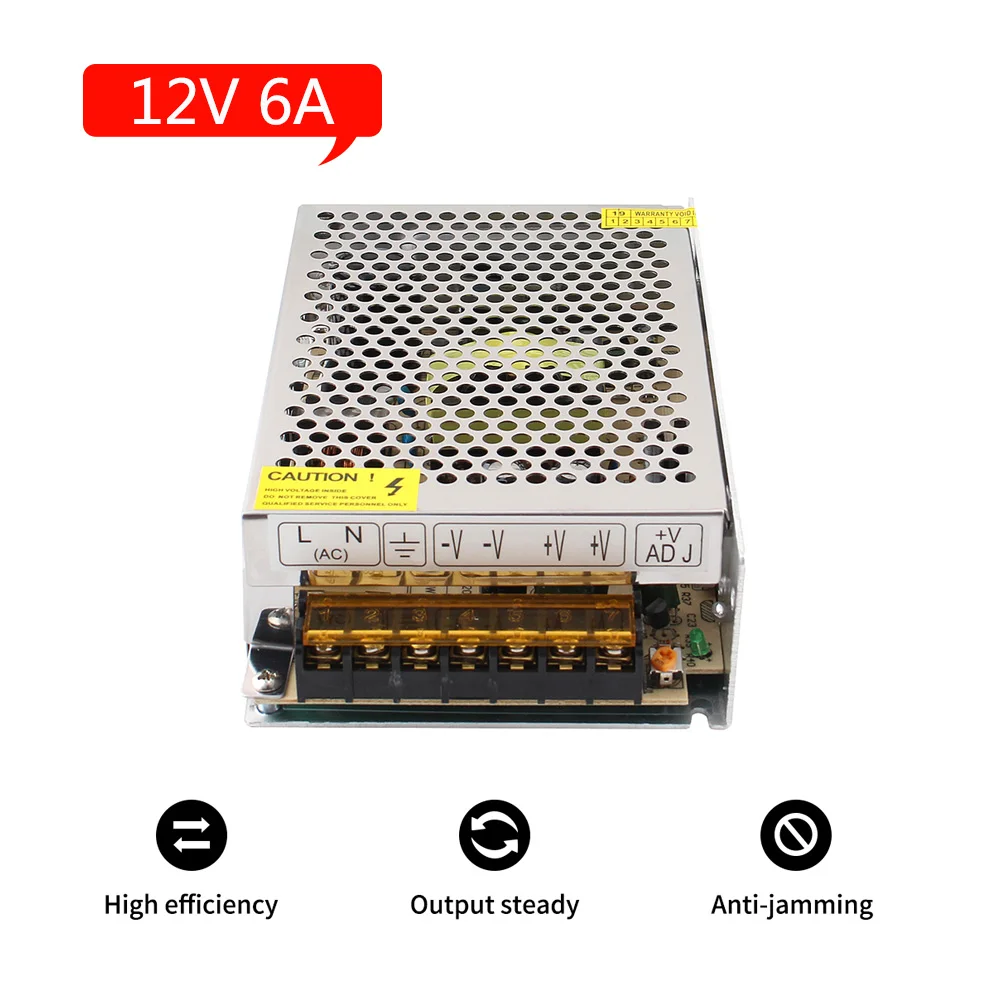 Переключение Питание 12V 6A светодиодный освещения трансформатор переменного тока