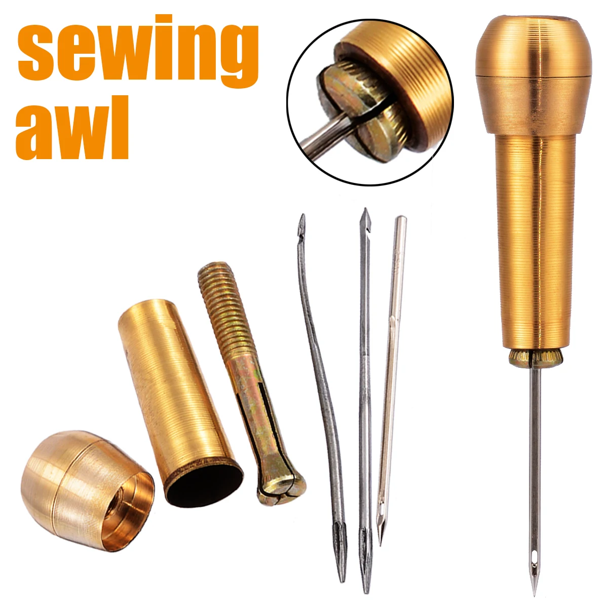 1 Set Canvas Leather Tent Shoes Sewing Awl Taper Repairing Tool Sets Hand Stitching Leathercraft Needle Kit