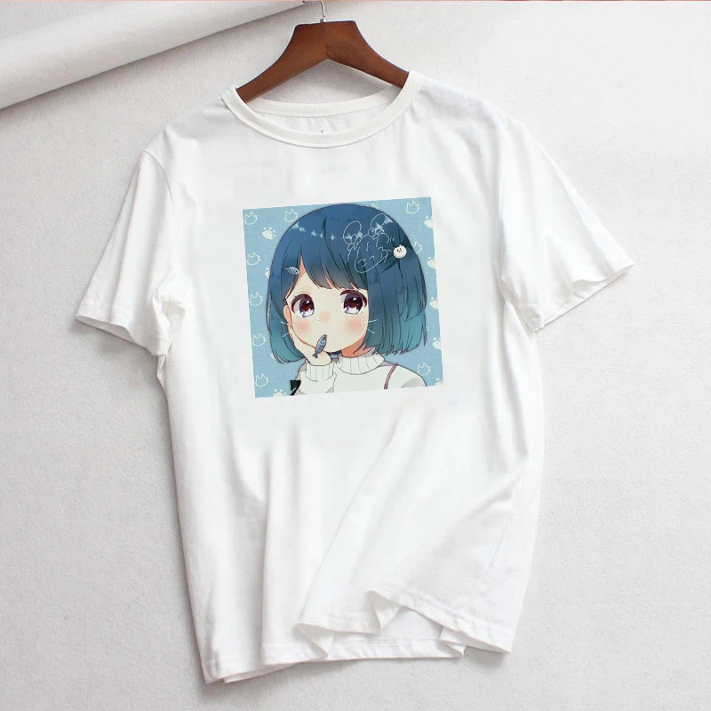 Japanese new casual fashion plus size O-neck short sleeve female cartoon Harajuku tops tees funny cute Ulzzang T-shirt