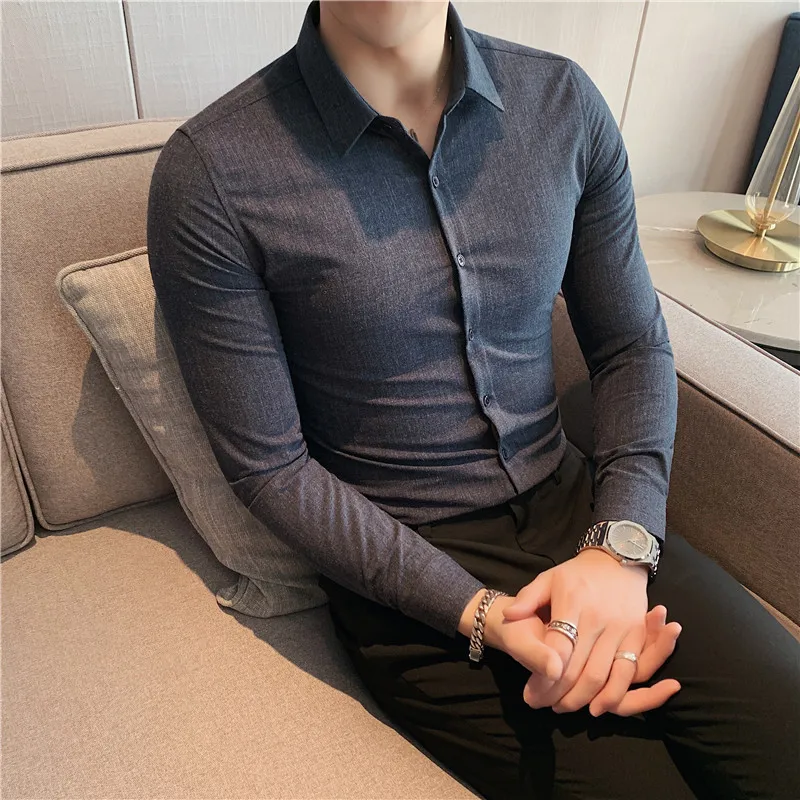 Camisas de de manga larga para hombre, camisas de esmoquin masculinas de alta calidad, de entallado, fáciles de combinar, ropa Formal informal, de negocios, de oficina, 3XL-M - AliExpress Ropa