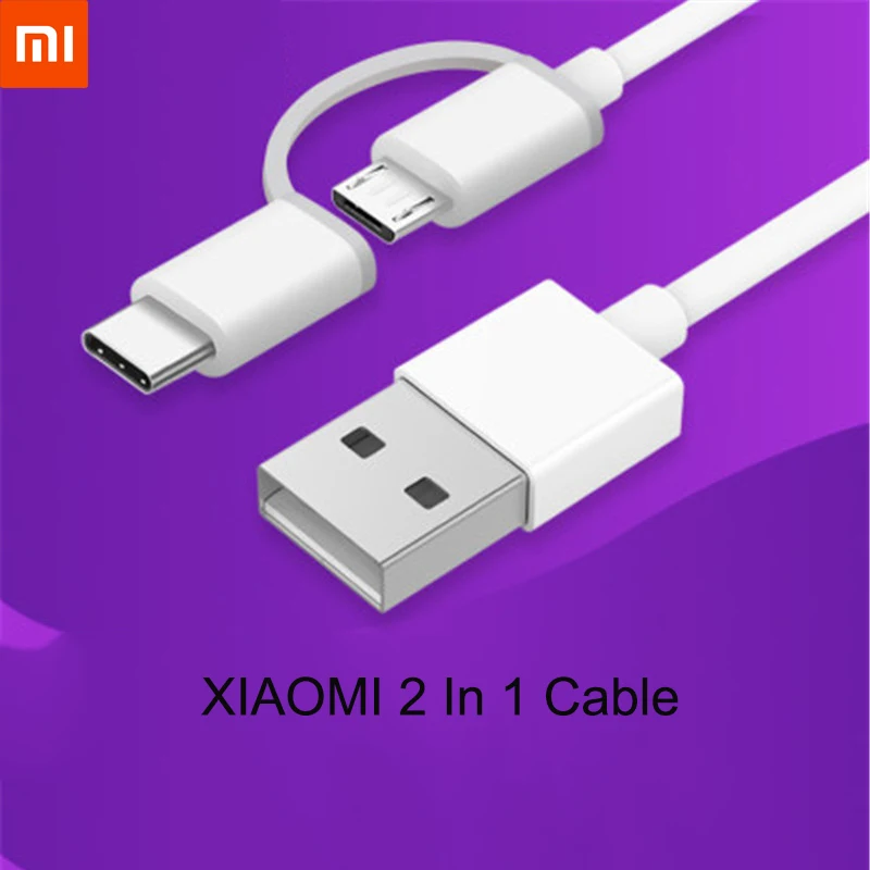 Оригинальный Xiaomi 2 в 1 кабель Тип C Micro usb для быстрой зарядки и синхронизации