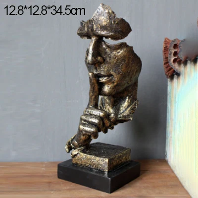 Abstrac Thinker Character Sculpture For Home Decoration Figurines Resin Crafts Vintage Artwork Office Desk Decor Miniature Model - Цвет: gold l