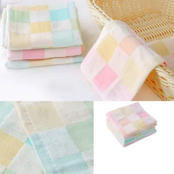 

Children Square Plaid Towel Home Application Comfortable and Air-permeable Double Sided Suction Facecloth 25x28cm Hot!