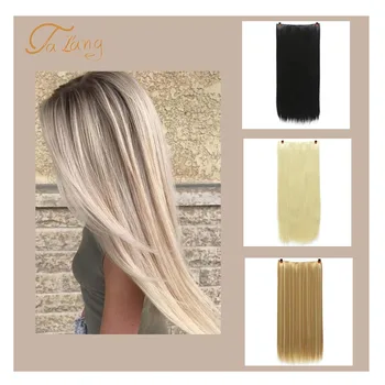 

TALANG 24 Inch 5 Clip Long curly Women Clip in Hair Extensions Black Brown High Tempreture Synthetic Hair Piece
