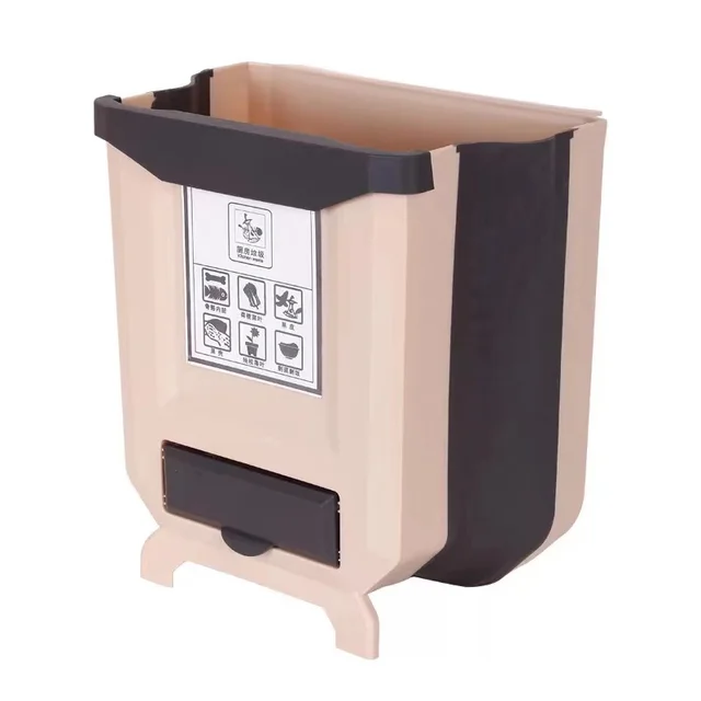 9L Folding Waste Bins Kitchen Garbage Bin Foldable Car Trash Can Wall Mounted Trashcan for Bathroom Toilet Waste Storage Bucket Coffee