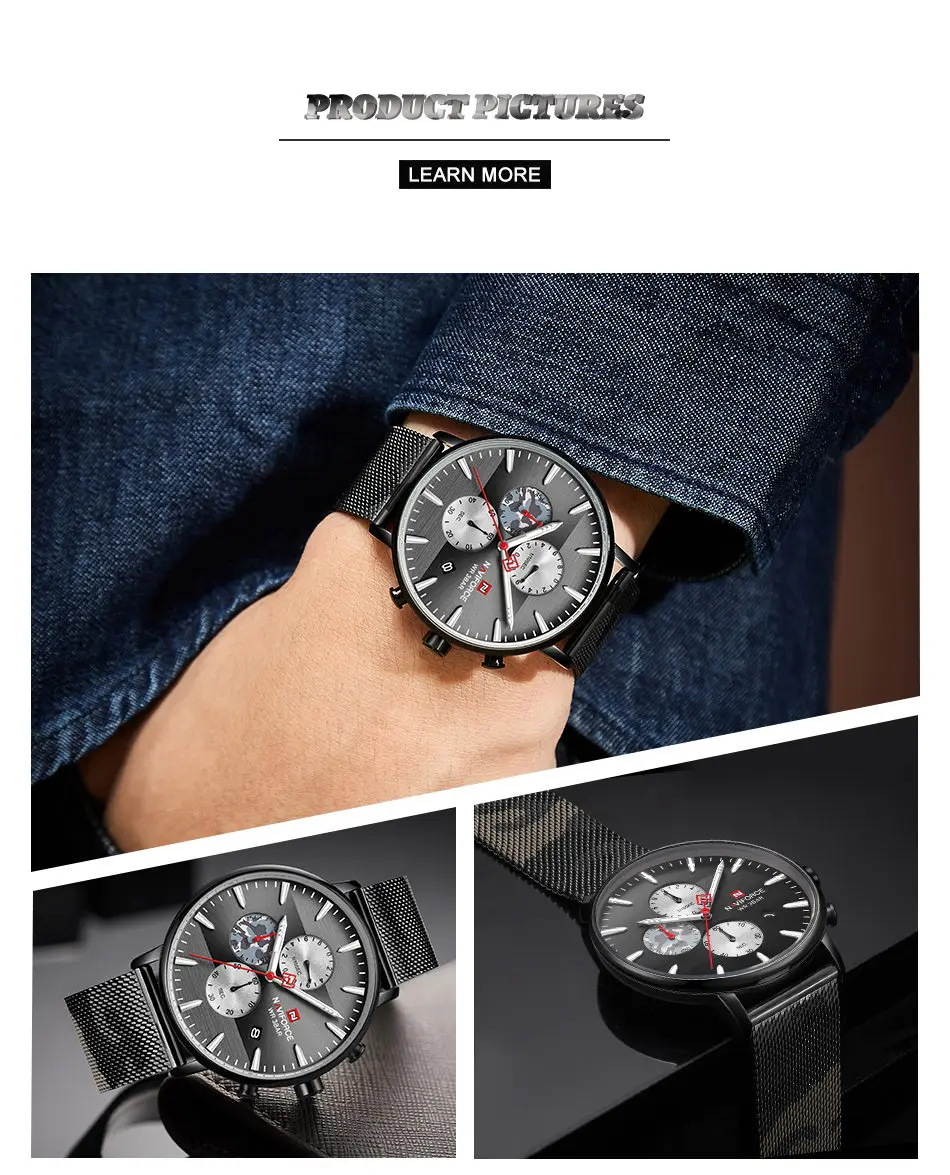 Часы наручные NAVIFORCE мужские с хронографом спортивные брендовые Роскошные