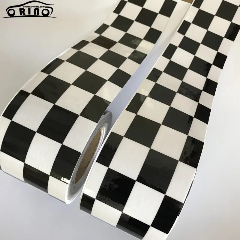 Black White Checkered Flag Vinyl Wrap Sticker-4