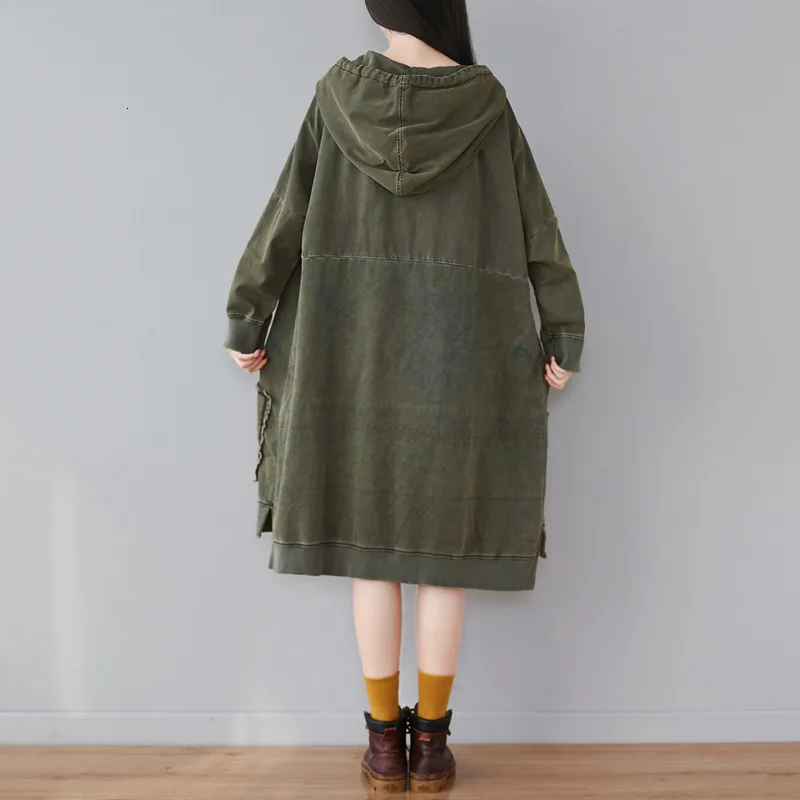 Очень свободные пуловеры с капюшоном плюс размер рукав летучая мышь халат вязаный японский Харадзюку печатных Макси свободные топы над размер с капюшоном платье