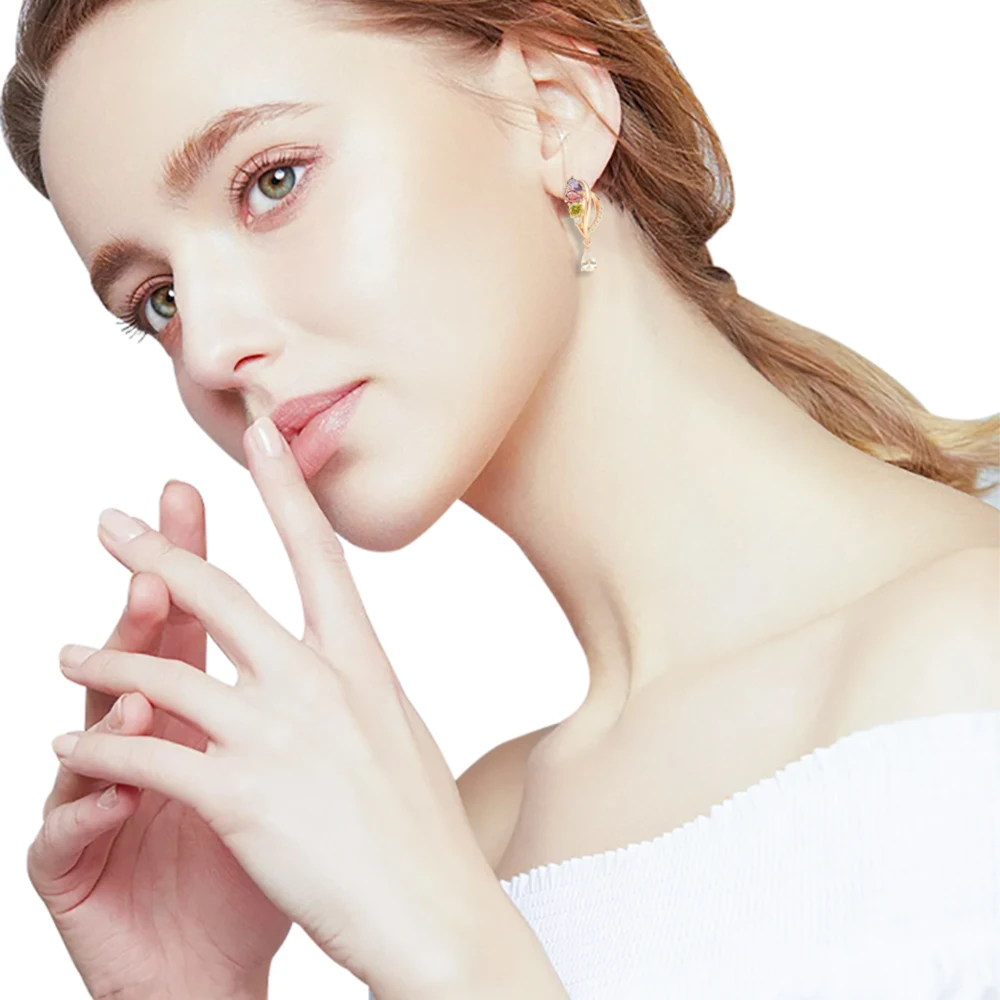 Hanreshe Earrings Women Punk Jewelry Wedding Gift Rose Gold Green Red Natural Zircon Stud Earrings Cute Crystal Small Earrings