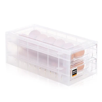 

Kitchen Eggs Box Double Layer Crisper Container Organizer Dustproof Transparent Easy Clean Refrigerator Drawer Design 24 Grid
