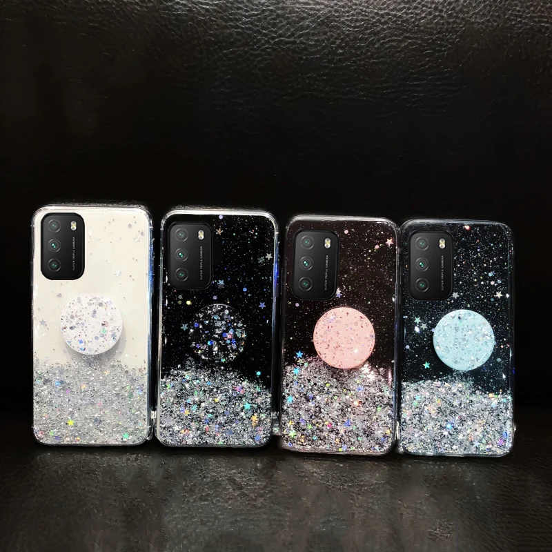 Für Xiaomi POCO F3 M3 X3 NFC Fall Bling Glitter Ständer Halter Abdeckung für Mi 11T 11 10T Lite Redmi Hinweis 11 10 10s 9s 9 8 Pr_voghion.com