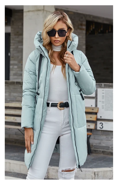 HaiLuoZi New Women Coat Long Thick Fashion Side Zipper Women's Winter  Jacket Hood High-quality Bio-cotton Mid- length Parka 6028