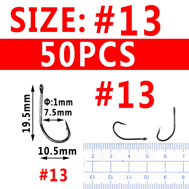 50/25 шт. с высоким содержанием углерода Сталь обратный рыболовный крючок Nmyph Fly Sabiki рог/ловля карпа/морская Мормышка приманки рыболовные крючки из черного никеля - Цвет: size13 50pcs