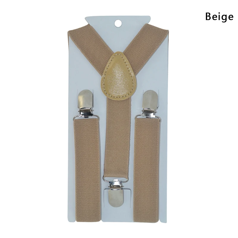 beige Новинка года, Детские регулируемые подтяжки с эластичным поясом, детская заколка для девочек и мальчиков, однотонные подтяжки на Y-Back - Цвет: beige