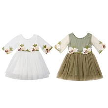 Летние платья для маленьких детей; кружевное платье принцессы для свадебной вечеринки; платье для дня рождения; кружевное Сетчатое платье-пачка с цветочным узором для маленьких девочек; Сарафан