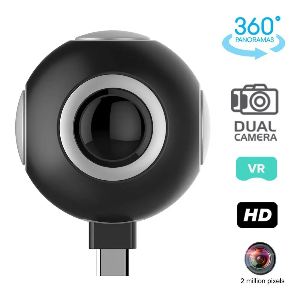 

T-750 720 Panoramic Camera HD Dual Wide Lens Video Camera for Android Wireless VR Action Sports Outdoor Activities Camera