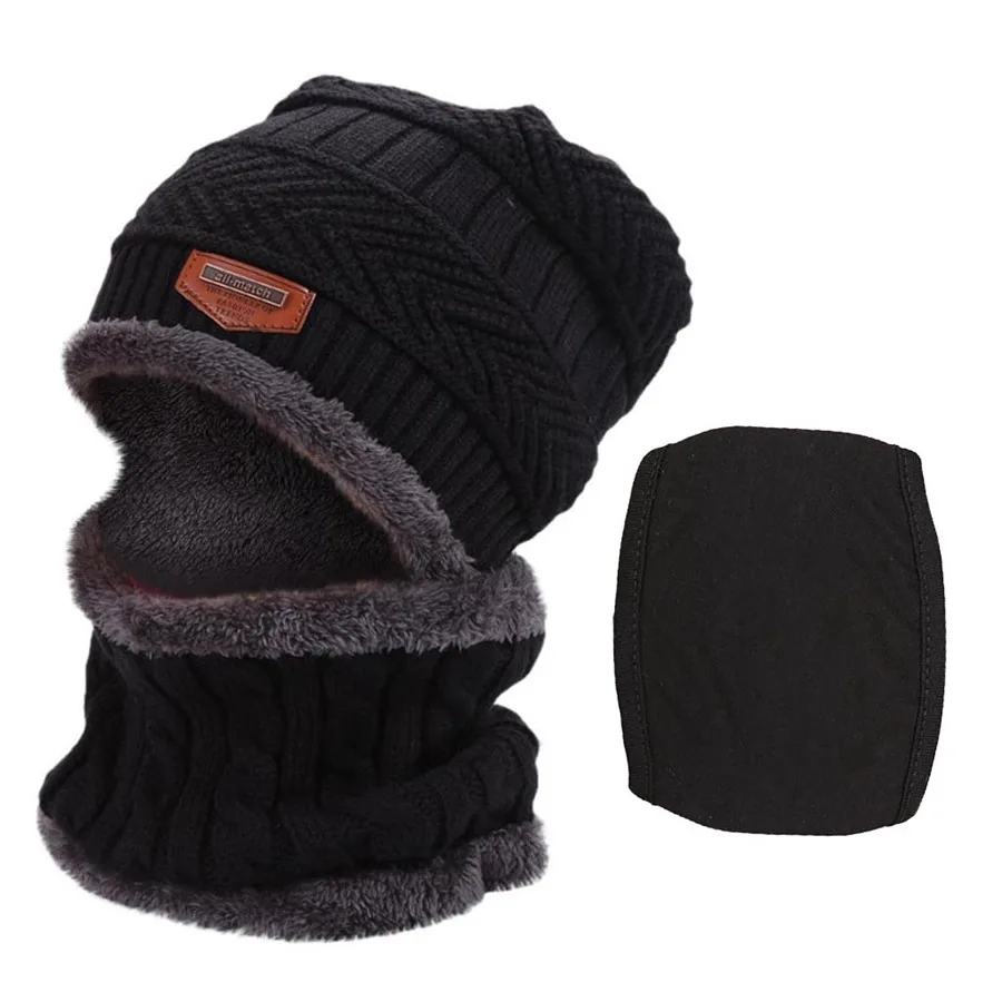 Winter scarf cover warm knitted hat thick knitted hat men and women outdoor sports hat cover acrylic knitted fleece material W