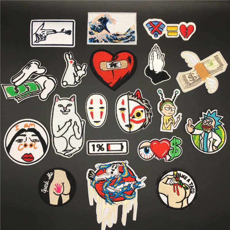 

DIY Ghostbusters Clothing Patch Iron On Embroidery Dollars Breaking Heart Rick And Morty Stripes For Clothes Accessories Appliue