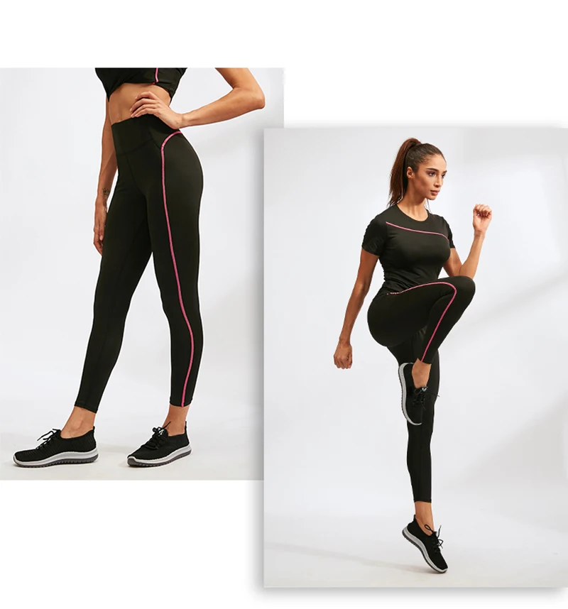 2019 Sports Running Cropped Top +Leggings Set Women Fitness Suit Yoga Sets Gym Trainning Set Clothing workout fitness women yo